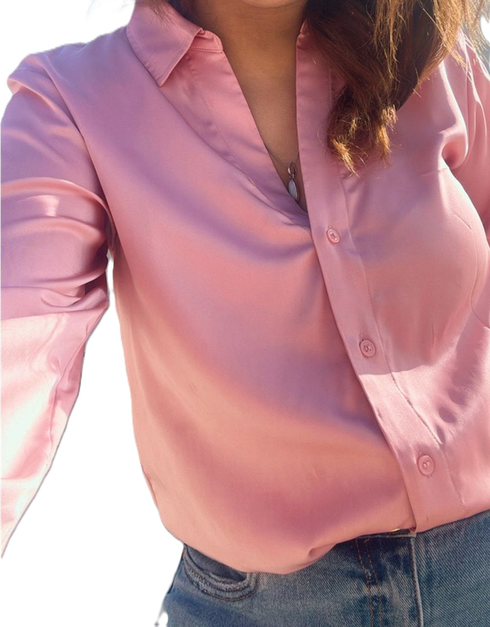 Satin shirt in pink