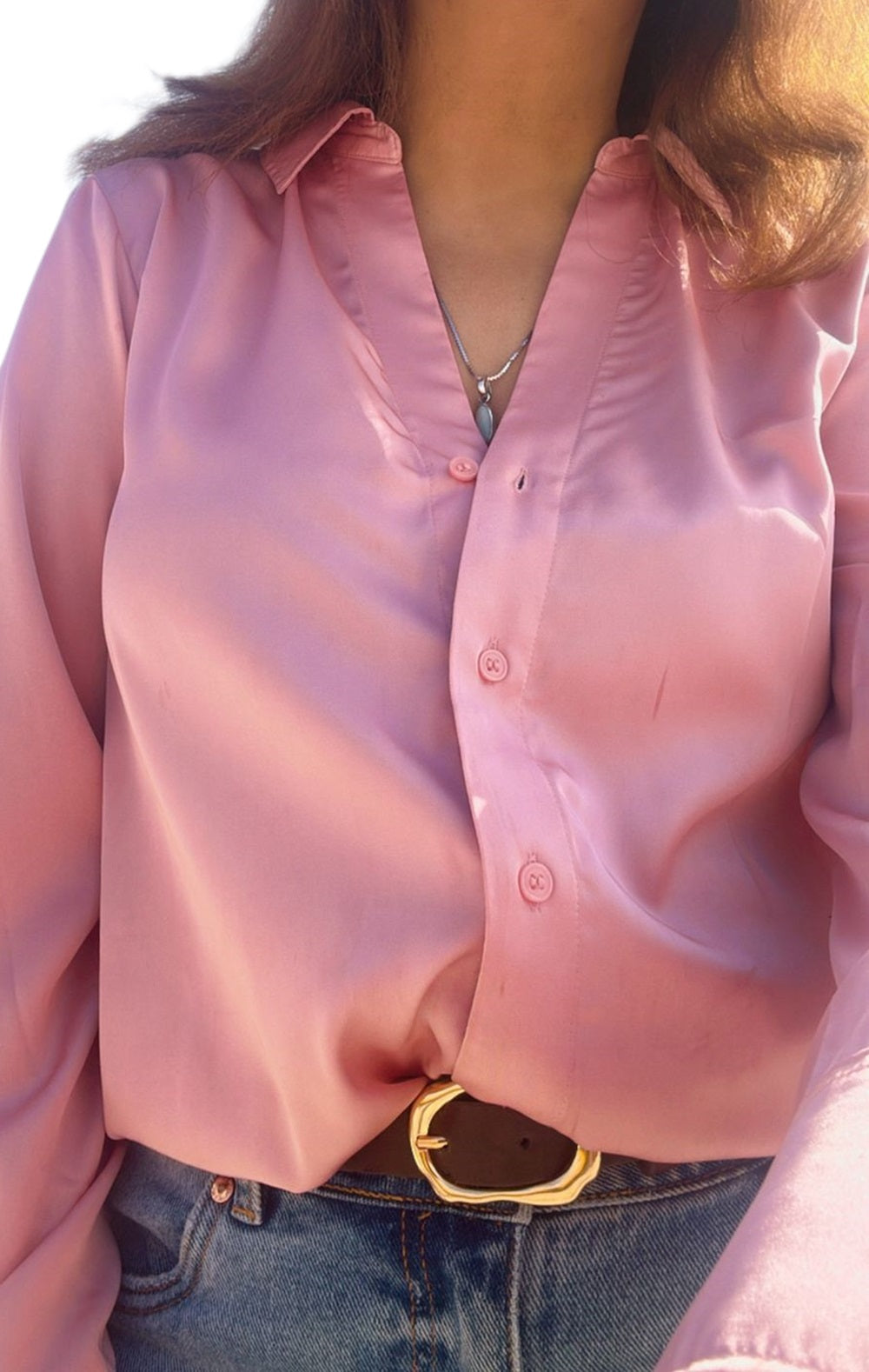Satin shirt in pink